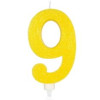 Vela 9 Amarelo Glitter Grande